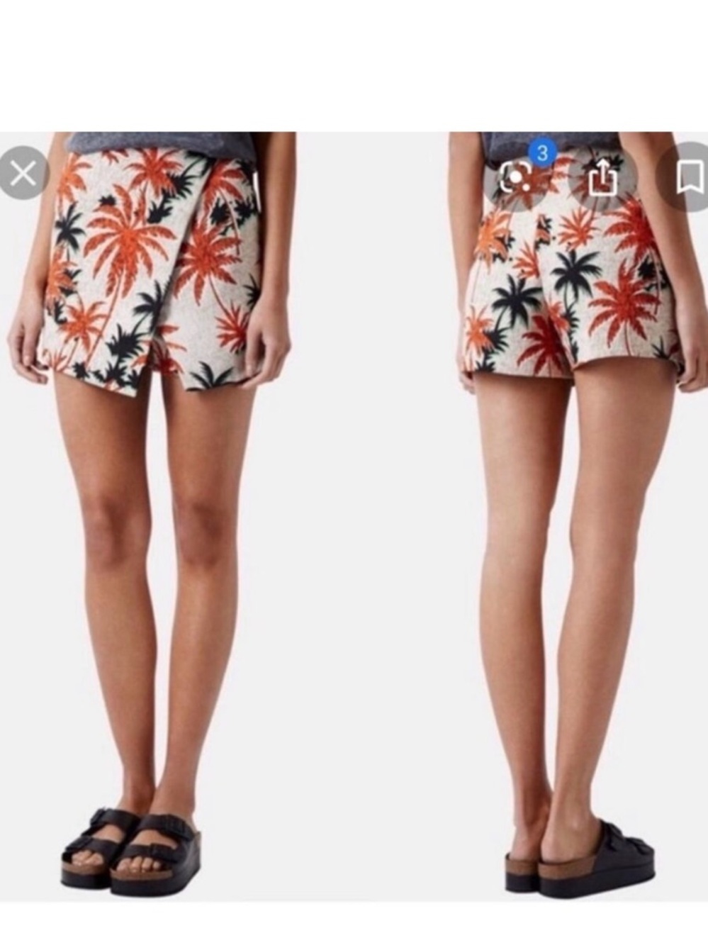 TopShop Tropical Print Palm Tree Mini‎ Skirt Skort Shorts Resort Wear Size 6